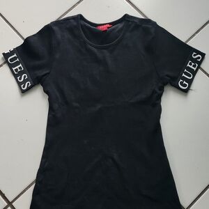 GUESS Black Short Sleeve Tee with Logo Sleeve Detail